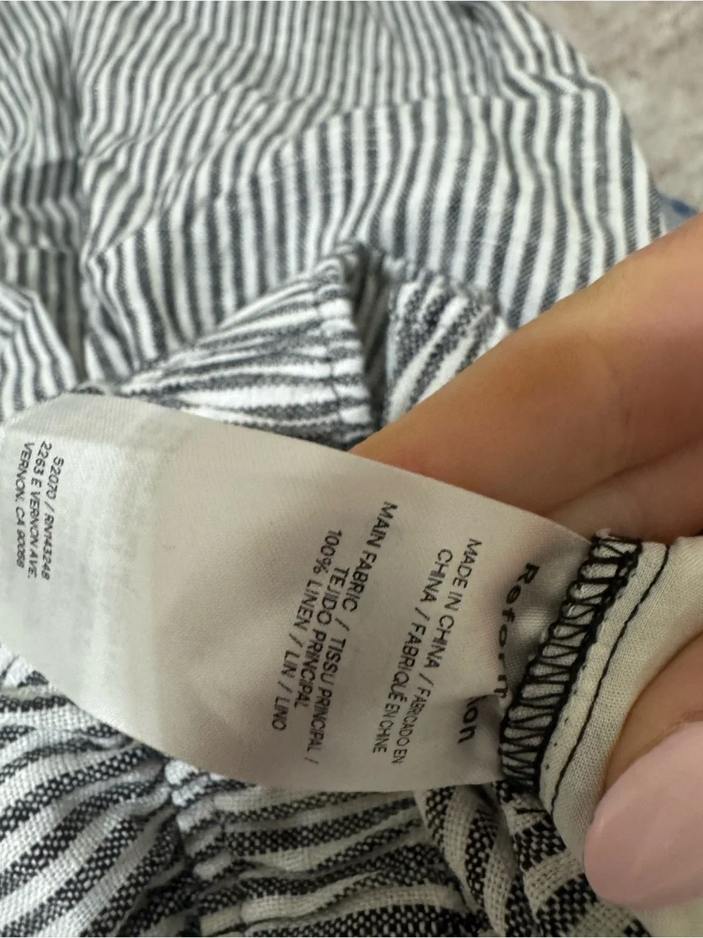 Reformation ava stripped linen pants size xs